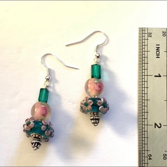 Floral Glass Boho Earrings - Picture 2 of 4